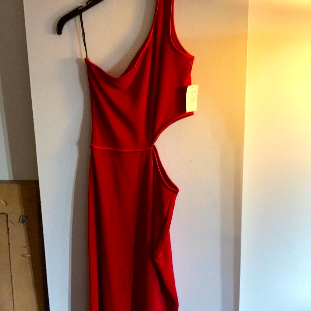 A.B.S. Red 1 Shoulder Cutout side sexy Dress, Sz 8